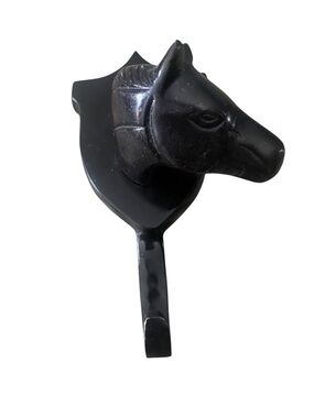 Black Horse Head Wall Hat Towel Hook Sculpture - Decorative Home Wall Decor